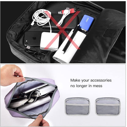 2-Pack Portable Storage Pouch Bag, Universal Electronics Accessories Case Cable Organizer Compatible with Hard Drive, Laptop Mouse, Power Bank, Adapter, Cellphone, Cosmetics (Small+Big-Navy Blue)