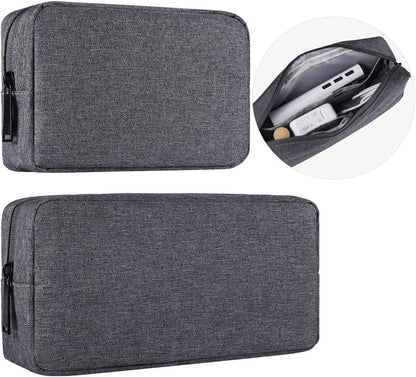 2-Pack Portable Storage Pouch Bag, Universal Electronics Accessories Case Cable Organizer Compatible with Hard Drive, Laptop Mouse, Power Bank, Adapter, Cellphone, Cosmetics (Small+Big-Navy Blue)