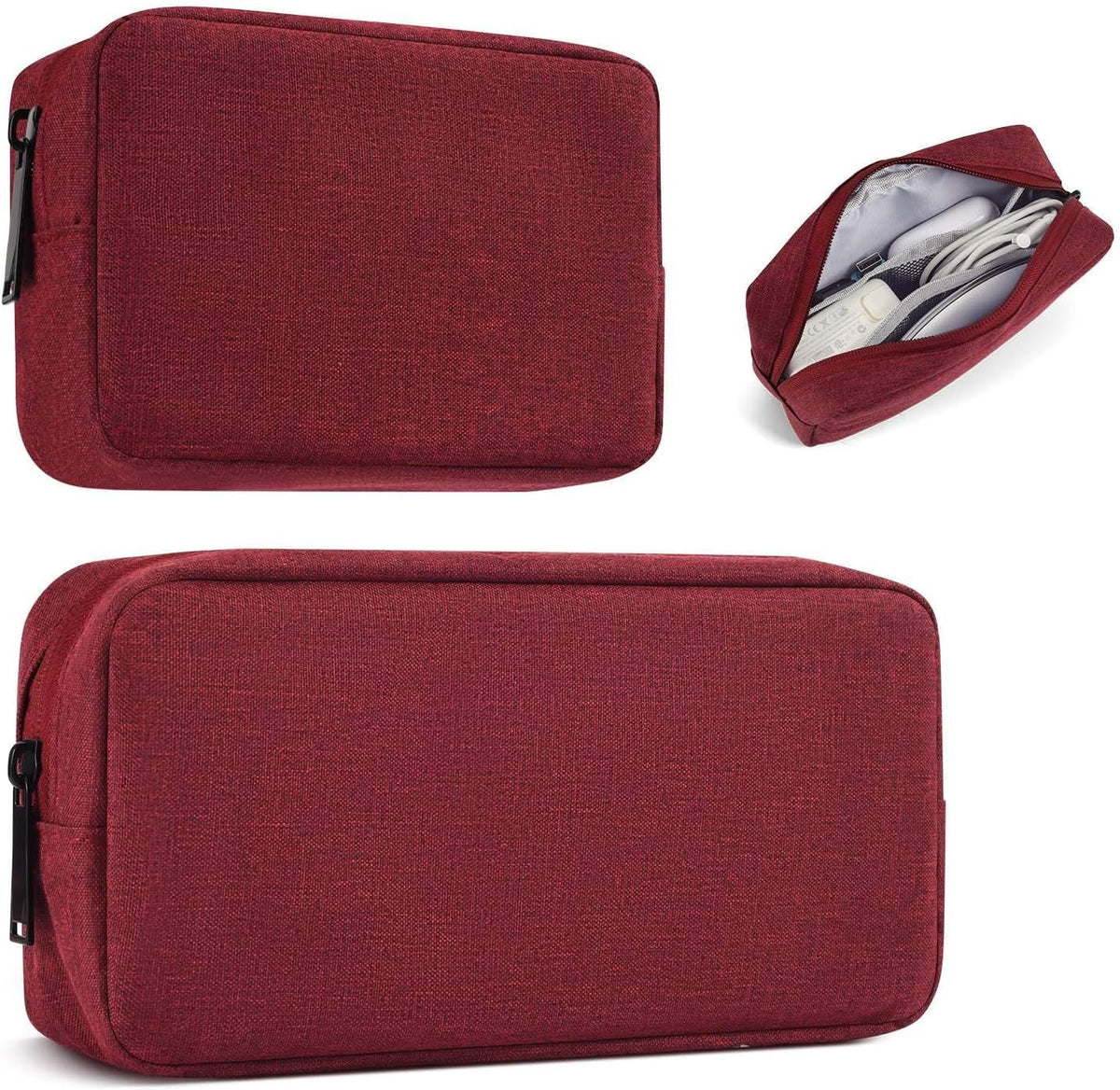 2-Pack Portable Storage Pouch Bag, Universal Electronics Accessories Case Cable Organizer Compatible with Hard Drive, Laptop Mouse, Power Bank, Adapter, Cellphone, Cosmetics (Small+Big-Navy Blue)