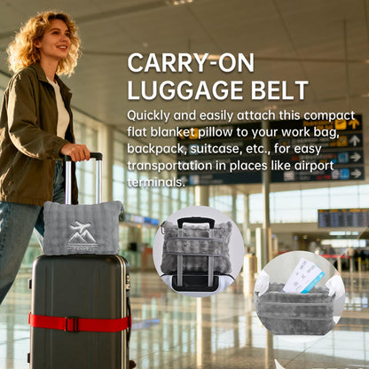Travel Blanket and Pillow-2-in-1, Ultra-Soft&Compact,Airplane Blanket with Hand Luggage Belt and Backpack Clip,Travelers Accessories Gifts, 61x43 Inches（Navy）