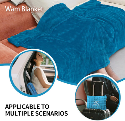 Travel Blanket and Pillow-2-in-1, Ultra-Soft&Compact,Airplane Blanket with Hand Luggage Belt and Backpack Clip,Travelers Accessories Gifts, 61x43 Inches（Navy）