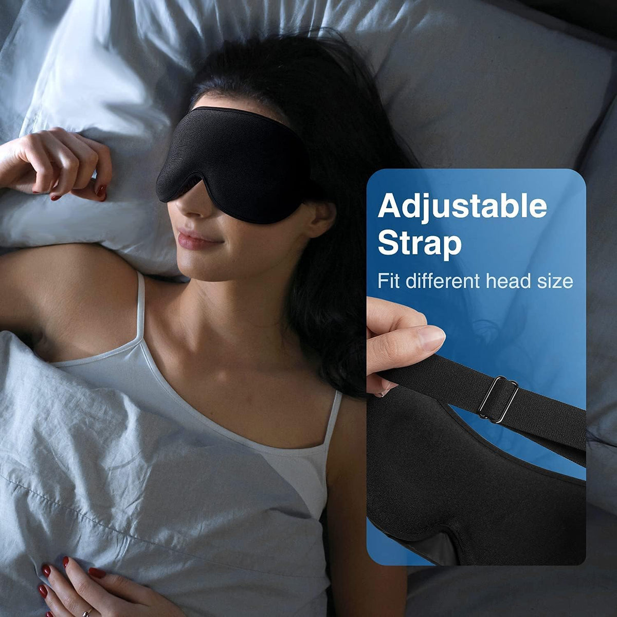 Weighted Sleep Mask for Women Men, 3D Light Blocking Eye Mask, Black