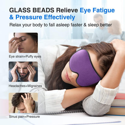Weighted Sleep Mask for Women Men, 3D Light Blocking Eye Mask, Black