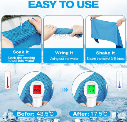 Cooling Towels, 40"x12" Cooling Towels for Neck and Face with Breathable Carrying Bags,Soft Microfiber Instant Cooling Rags, Gym Workout Sweat Towel for Sports, Yoga, Camping, Running