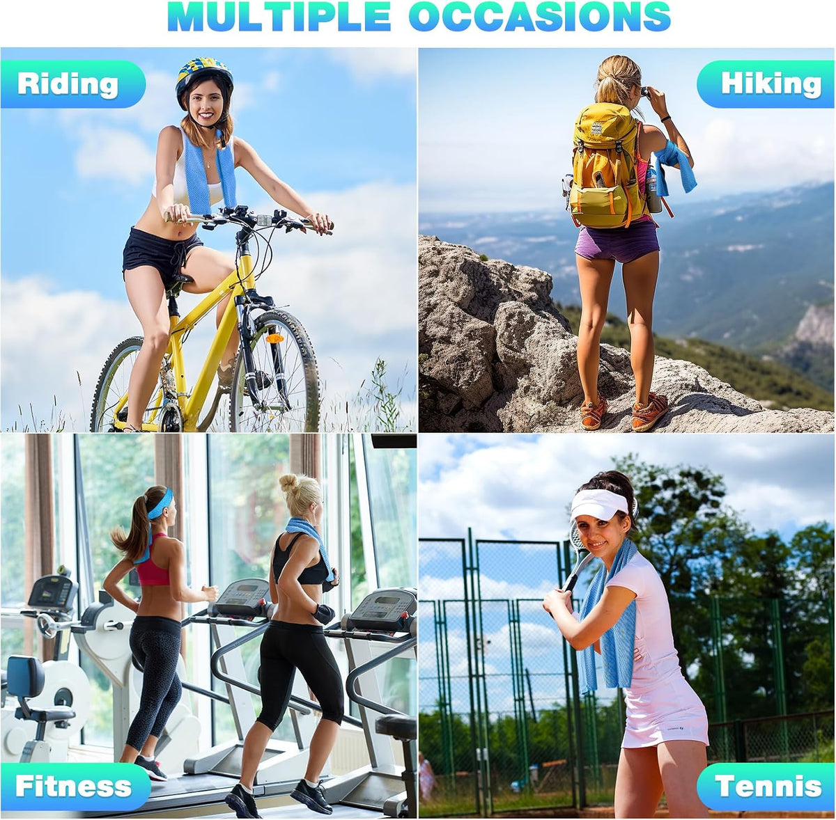 Cooling Towels, 40"x12" Cooling Towels for Neck and Face with Breathable Carrying Bags,Soft Microfiber Instant Cooling Rags, Gym Workout Sweat Towel for Sports, Yoga, Camping, Running