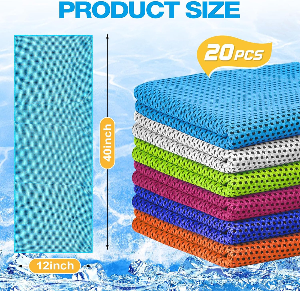 Cooling Towels, 40"x12" Cooling Towels for Neck and Face with Breathable Carrying Bags,Soft Microfiber Instant Cooling Rags, Gym Workout Sweat Towel for Sports, Yoga, Camping, Running