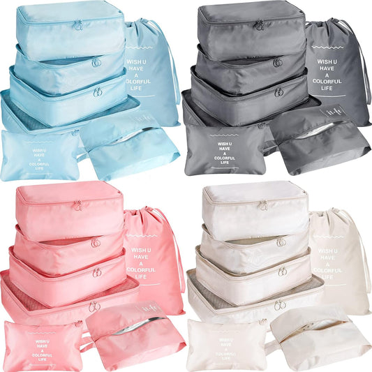 28 Pcs Packing Cubes for Travel, 4 Set Organizer,Light Color