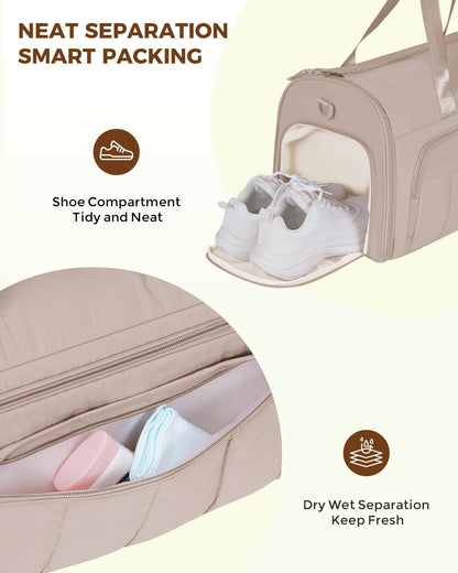 Convertible Garment Bags for Travel with Wet Pocket Carry on Garment Duffle Bag 2 in 1 Puffy Hanging Clothes Travel Bags with Shoe Compartment for Airplanes Business Weekend Gym Wedding (Pink)
