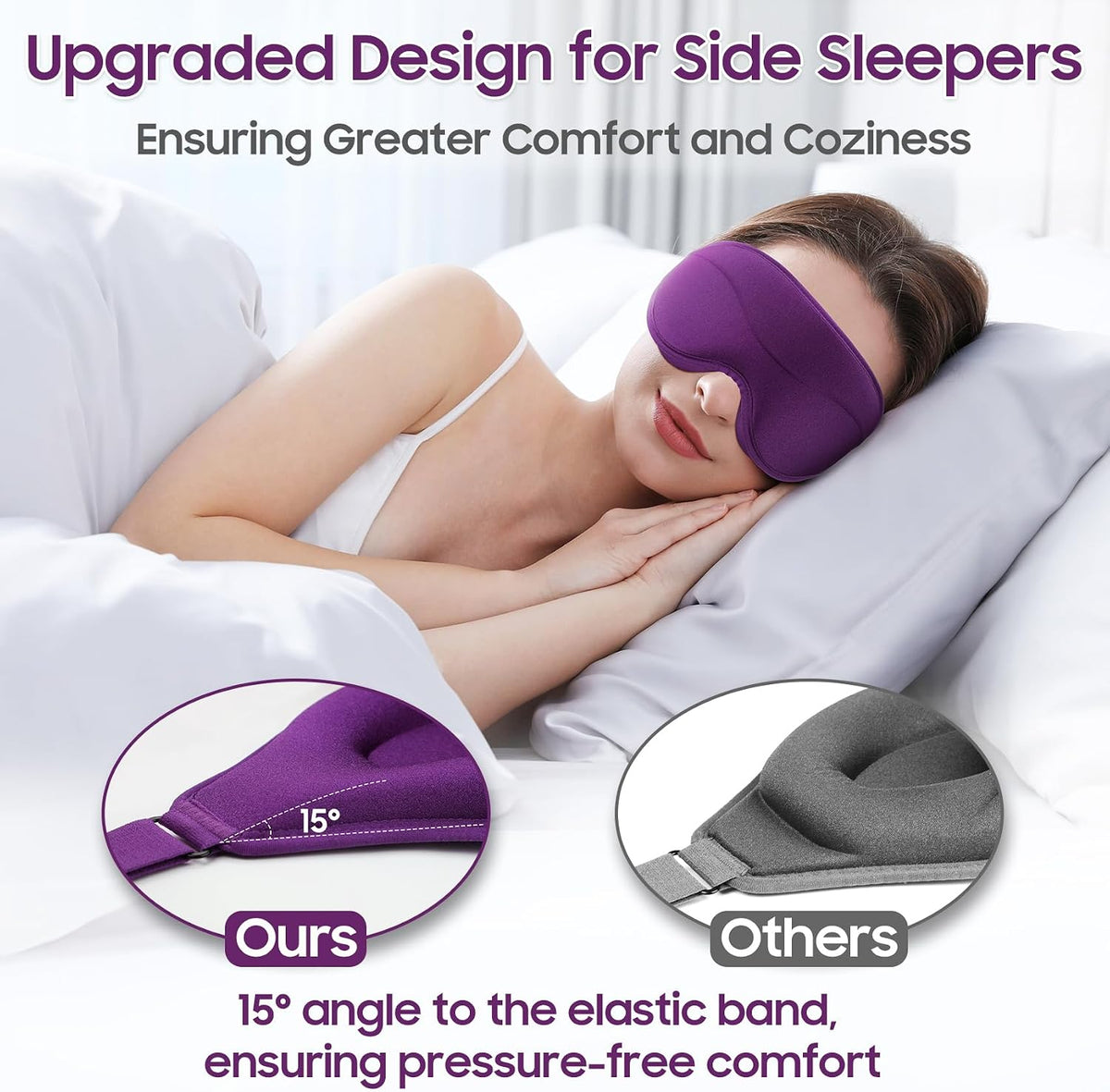 Sleep Mask - Total Blackout 3D Sleeping Mask, Super Lightweight & Silky Soft Eye Mask for Sleeping, Fully Adjustable Fit for Home, Office, Traveling, Meditation, Yoga, Pink