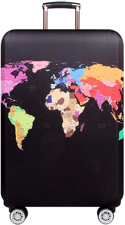 Thicker Luggage Cover Elastic Suitcase Cover Protector Fits 18-32 Inch Suitcase Travel Accessories (World Map, S)