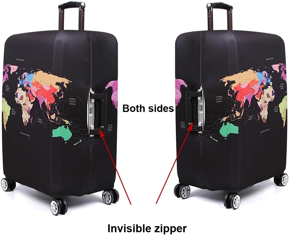 Thicker Luggage Cover Elastic Suitcase Cover Protector Fits 18-32 Inch Suitcase Travel Accessories (World Map, S)