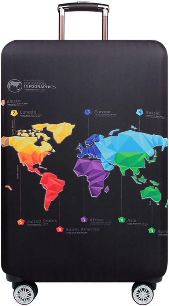 Thicker Luggage Cover Elastic Suitcase Cover Protector Fits 18-32 Inch Suitcase Travel Accessories (World Map, S)