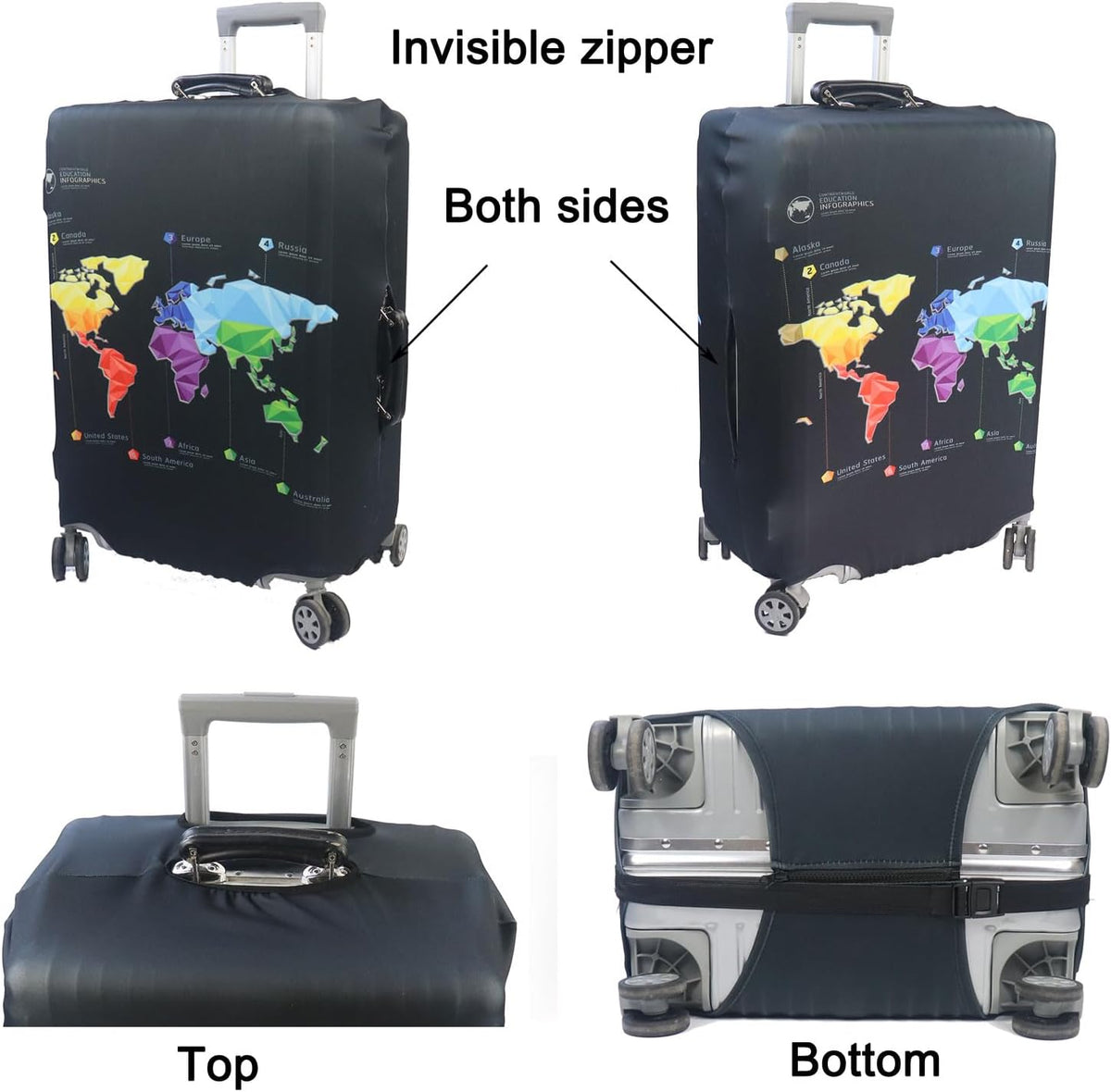 Thicker Luggage Cover Elastic Suitcase Cover Protector Fits 18-32 Inch Suitcase Travel Accessories (World Map, S)