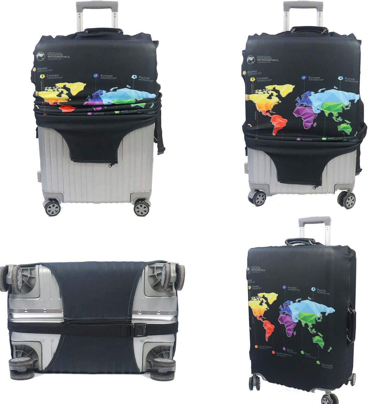 Thicker Luggage Cover Elastic Suitcase Cover Protector Fits 18-32 Inch Suitcase Travel Accessories (World Map, S)