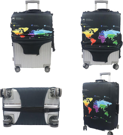 Thicker Luggage Cover Elastic Suitcase Cover Protector Fits 18-32 Inch Suitcase Travel Accessories (World Map, S)