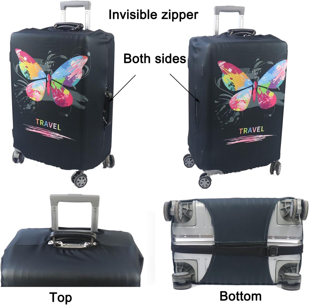 Thicker Luggage Cover Elastic Suitcase Cover Protector Fits 18-32 Inch Suitcase Travel Accessories (World Map, S)