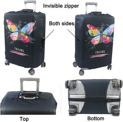 Thicker Luggage Cover Elastic Suitcase Cover Protector Fits 18-32 Inch Suitcase Travel Accessories (World Map, S)