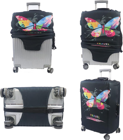 Thicker Luggage Cover Elastic Suitcase Cover Protector Fits 18-32 Inch Suitcase Travel Accessories (World Map, S)