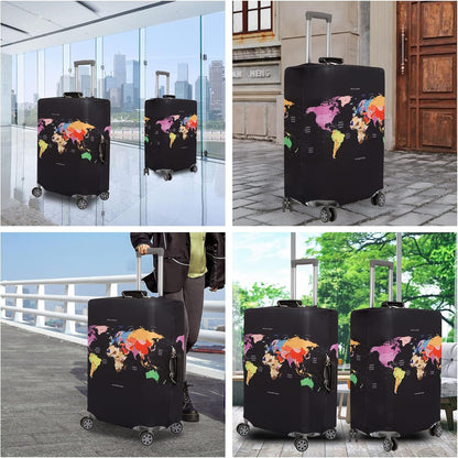 Thicker Luggage Cover Elastic Suitcase Cover Protector Fits 18-32 Inch Suitcase Travel Accessories (World Map, S)