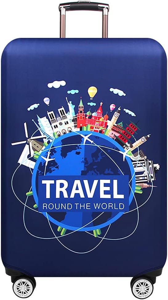 Thicker Luggage Cover Elastic Suitcase Cover Protector Fits 18-32 Inch Suitcase Travel Accessories (World Map, S)