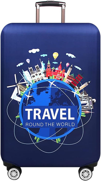 Thicker Luggage Cover Elastic Suitcase Cover Protector Fits 18-32 Inch Suitcase Travel Accessories (World Map, S)