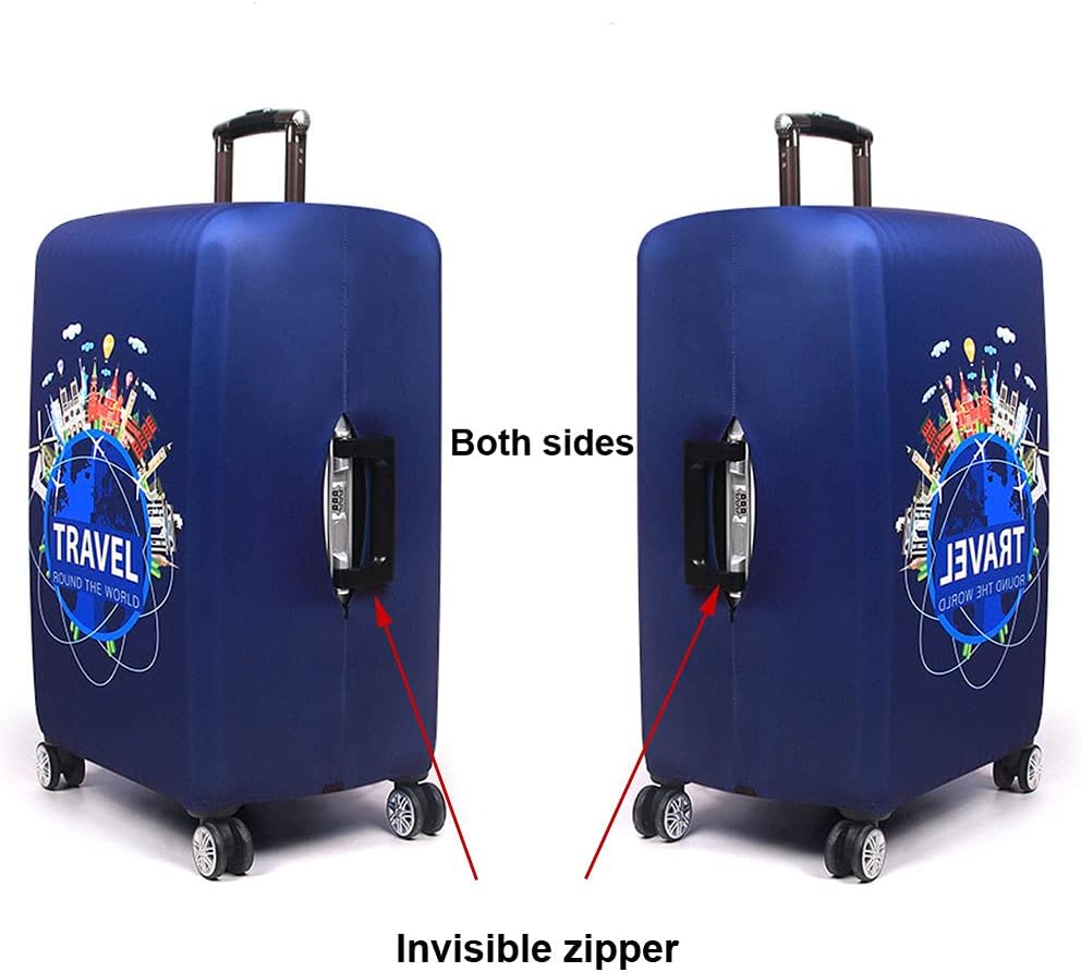 Thicker Luggage Cover Elastic Suitcase Cover Protector Fits 18-32 Inch Suitcase Travel Accessories (World Map, S)