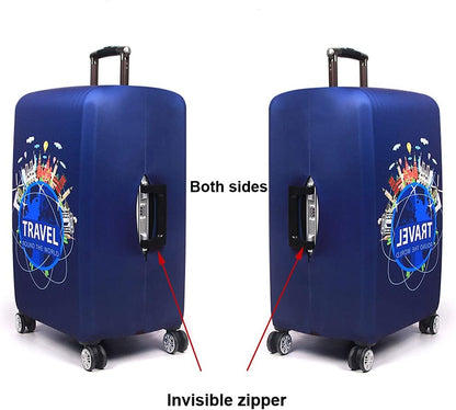 Thicker Luggage Cover Elastic Suitcase Cover Protector Fits 18-32 Inch Suitcase Travel Accessories (World Map, S)