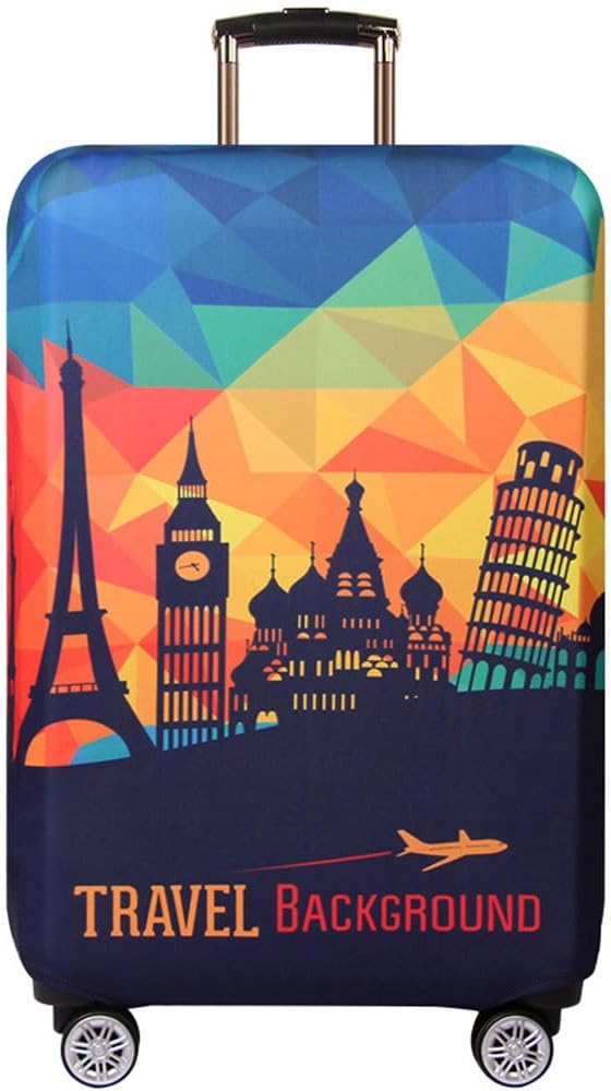 Thicker Luggage Cover Elastic Suitcase Cover Protector Fits 18-32 Inch Suitcase Travel Accessories (World Map, S)