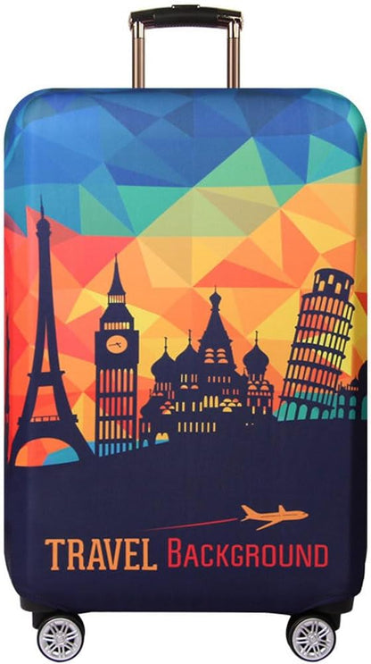 Thicker Luggage Cover Elastic Suitcase Cover Protector Fits 18-32 Inch Suitcase Travel Accessories (World Map, S)