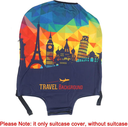 Thicker Luggage Cover Elastic Suitcase Cover Protector Fits 18-32 Inch Suitcase Travel Accessories (World Map, S)