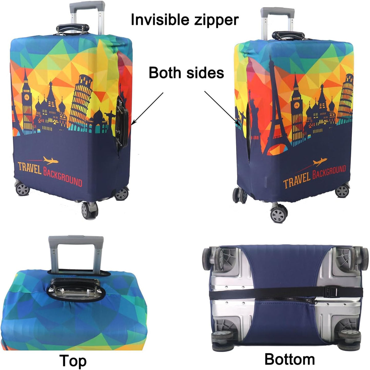Thicker Luggage Cover Elastic Suitcase Cover Protector Fits 18-32 Inch Suitcase Travel Accessories (World Map, S)