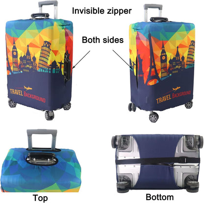 Thicker Luggage Cover Elastic Suitcase Cover Protector Fits 18-32 Inch Suitcase Travel Accessories (World Map, S)