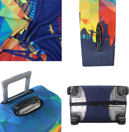 Thicker Luggage Cover Elastic Suitcase Cover Protector Fits 18-32 Inch Suitcase Travel Accessories (World Map, S)