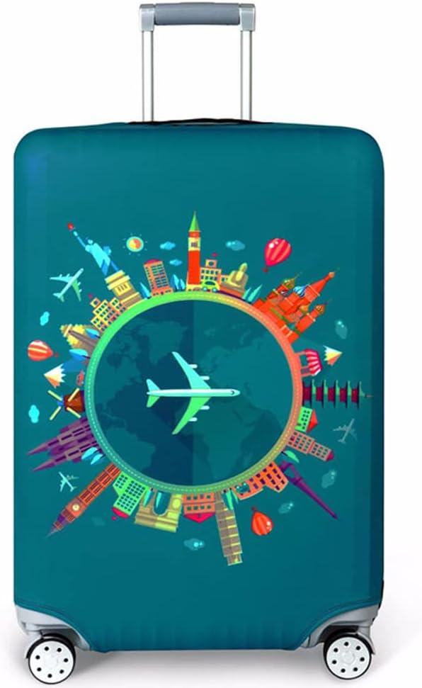 Thicker Luggage Cover Elastic Suitcase Cover Protector Fits 18-32 Inch Suitcase Travel Accessories (World Map, S)