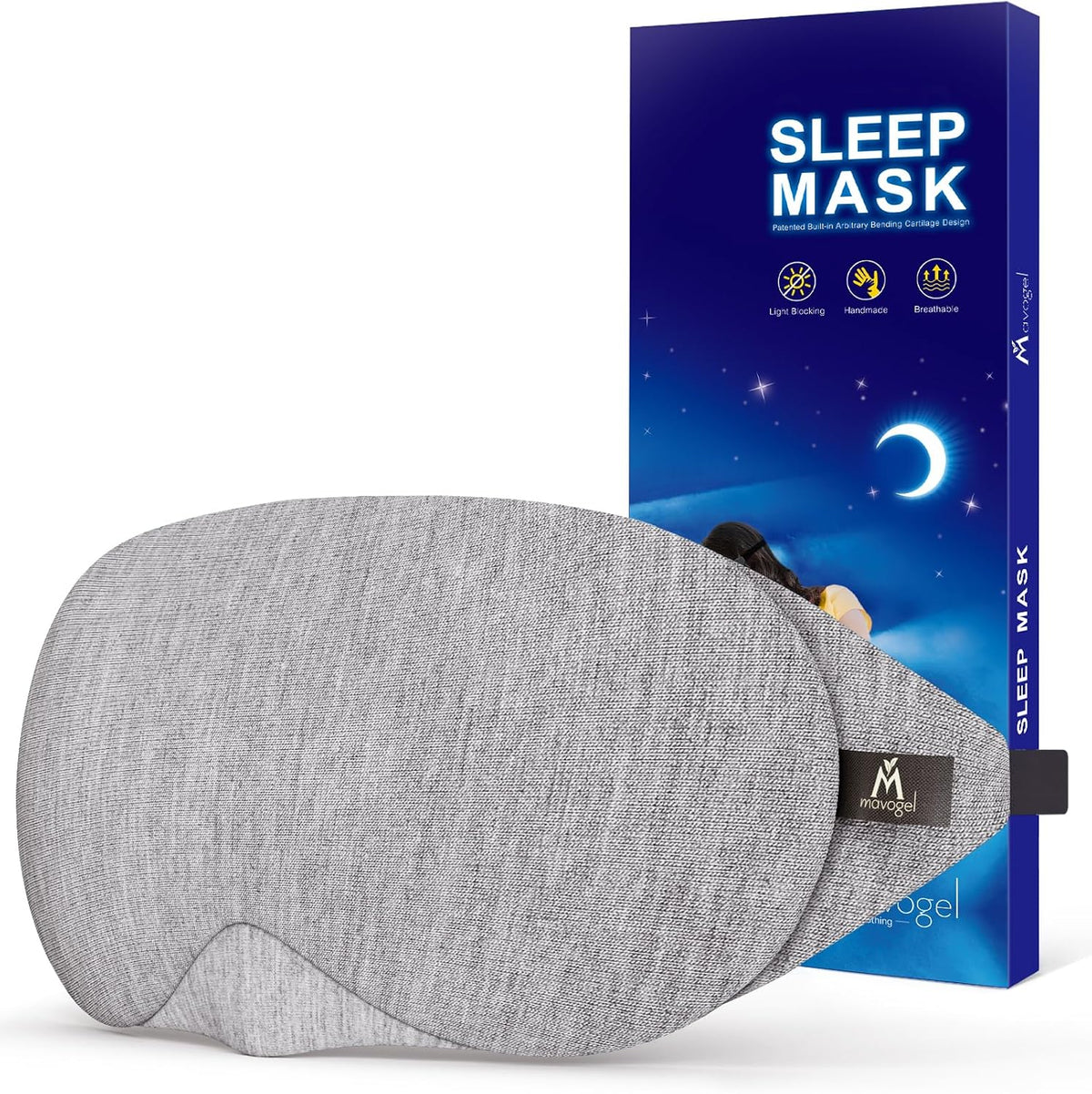 Cotton Sleep Eye Mask, Light Blocking with Adjustable Nose Bridge