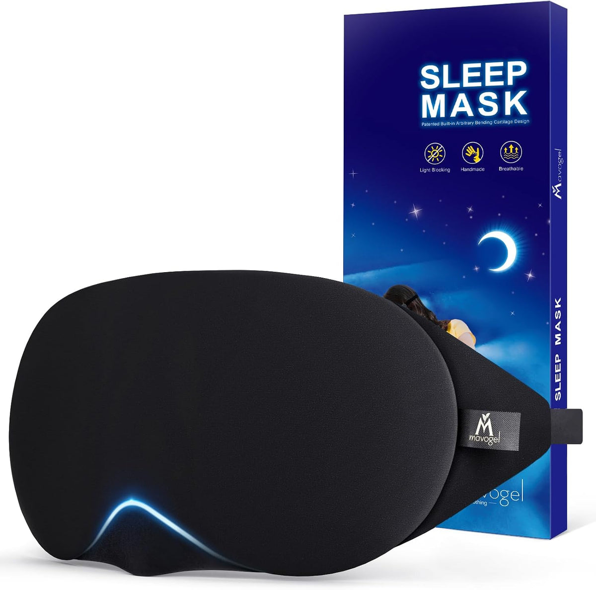 Cotton Sleep Eye Mask, Light Blocking with Adjustable Nose Bridge
