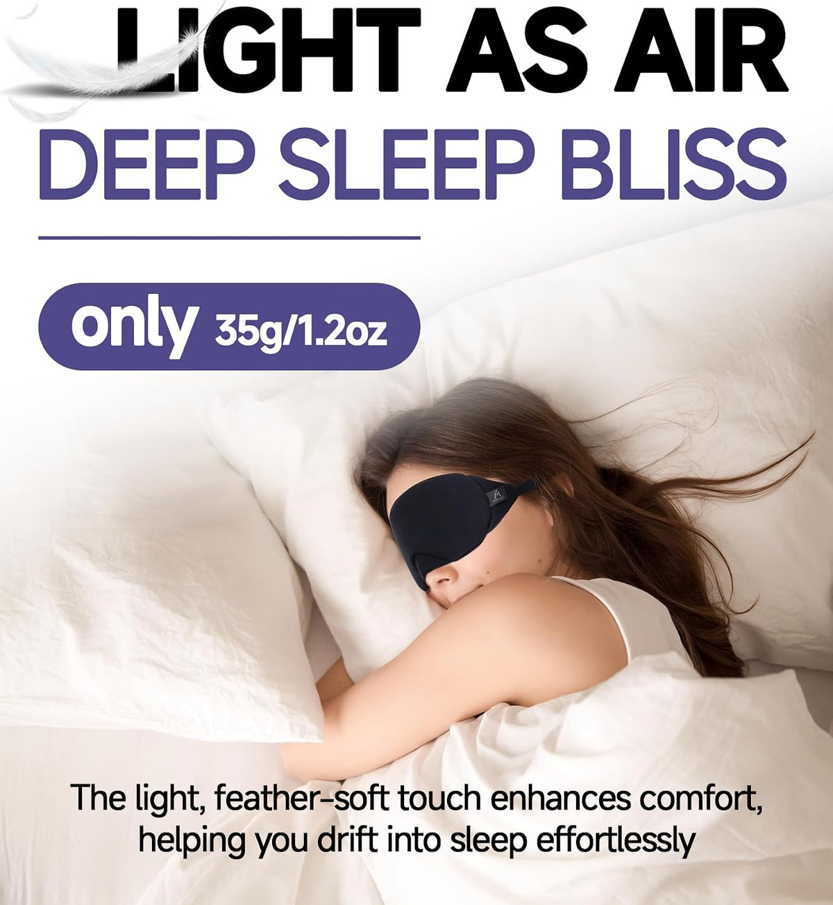 Cotton Sleep Eye Mask, Light Blocking with Adjustable Nose Bridge
