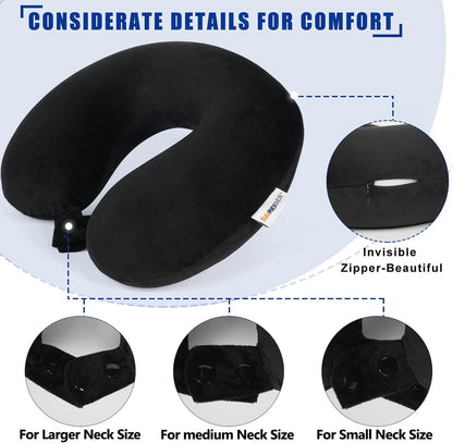 Neck Pillows for Travel-Head Neck Support Travel Pillow for Traveling, Car, Home, Office Adjustable(Navy Blue)