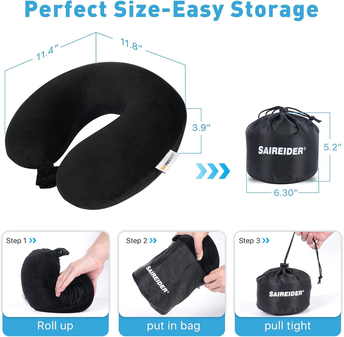 Neck Pillows for Travel-Head Neck Support Travel Pillow for Traveling, Car, Home, Office Adjustable(Navy Blue)