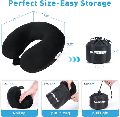 Neck Pillows for Travel-Head Neck Support Travel Pillow for Traveling, Car, Home, Office Adjustable(Navy Blue)