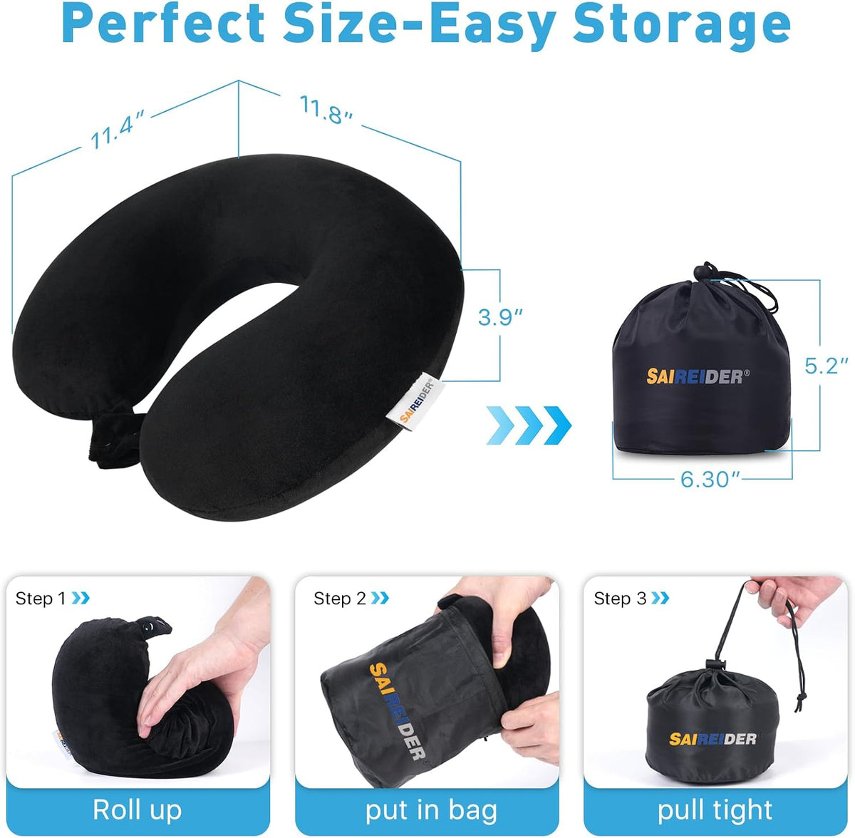 Neck Pillows for Travel-Head Neck Support Travel Pillow for Traveling, Car, Home, Office Adjustable(Navy Blue)