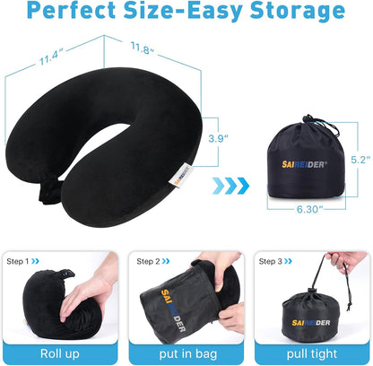 Neck Pillows for Travel-Head Neck Support Travel Pillow for Traveling, Car, Home, Office Adjustable(Navy Blue)