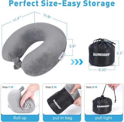 Neck Pillows for Travel-Head Neck Support Travel Pillow for Traveling, Car, Home, Office Adjustable(Navy Blue)