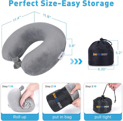 Neck Pillows for Travel-Head Neck Support Travel Pillow for Traveling, Car, Home, Office Adjustable(Navy Blue)