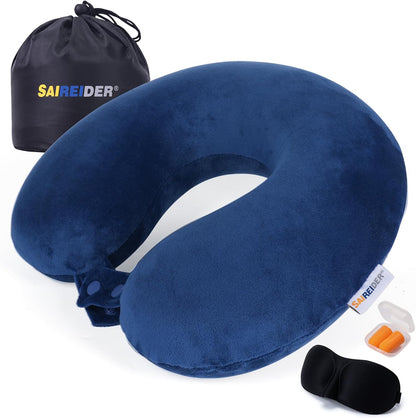 Neck Pillows for Travel-Head Neck Support Travel Pillow for Traveling, Car, Home, Office Adjustable(Navy Blue)