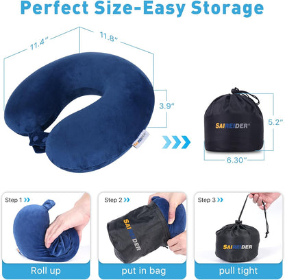 Neck Pillows for Travel-Head Neck Support Travel Pillow for Traveling, Car, Home, Office Adjustable(Navy Blue)