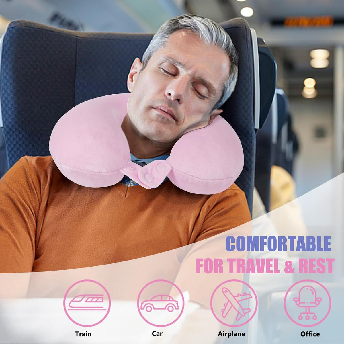 Neck Pillows for Travel-Head Neck Support Travel Pillow for Traveling, Car, Home, Office Adjustable(Navy Blue)