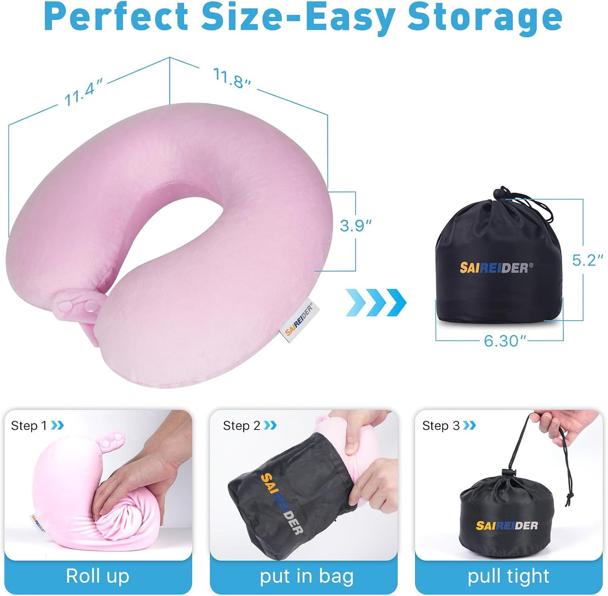 Neck Pillows for Travel-Head Neck Support Travel Pillow for Traveling, Car, Home, Office Adjustable(Navy Blue)