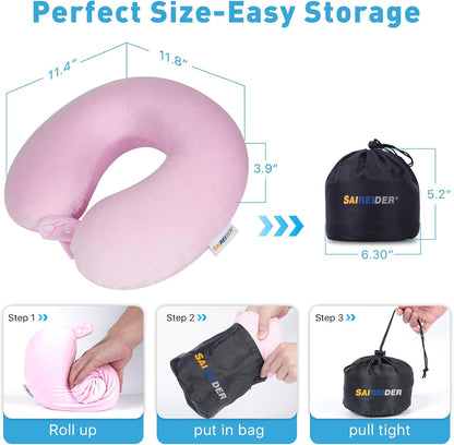 Neck Pillows for Travel-Head Neck Support Travel Pillow for Traveling, Car, Home, Office Adjustable(Navy Blue)