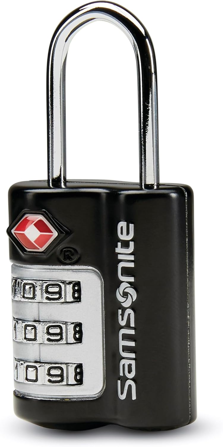 3-Dial Combination Lock, TSA Approved Travel Lock, Black